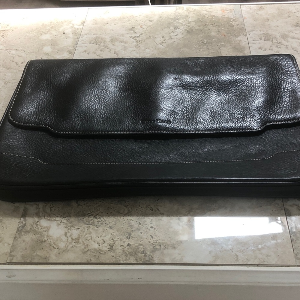 Cole Haan Black Pebbled Leather Briefcase Sleeve